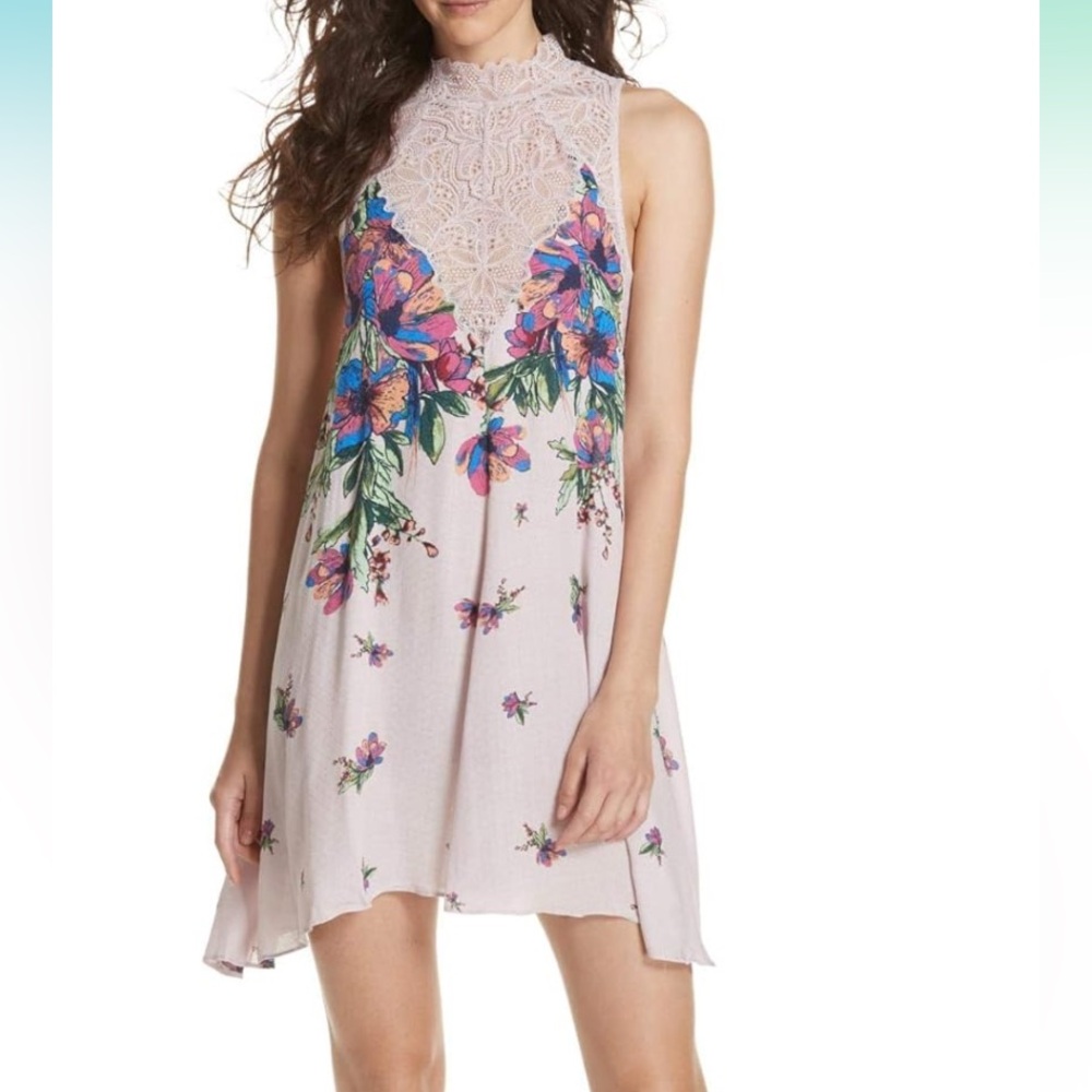 Free People Women's Marsha Printed Lace-Neck Dress